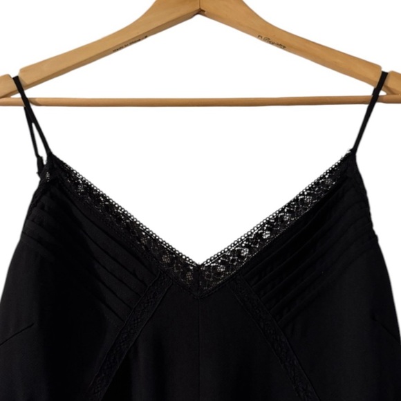 Adelyn Rae Black Lace Jumpsuit Size Large Spaghetti Strap Minimalist - Picture 2 of 10